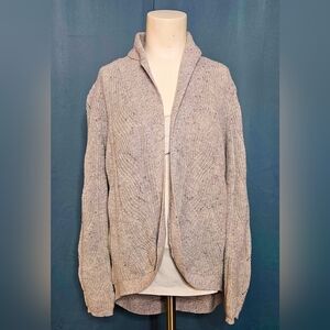 Talbots Gray Multi-Color Fleck Open Knit Shawl Collar Cardigan Sweater Size MP